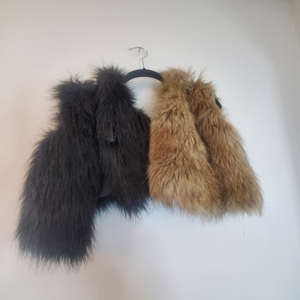 2 Baby Girl Fur Vests | 18M